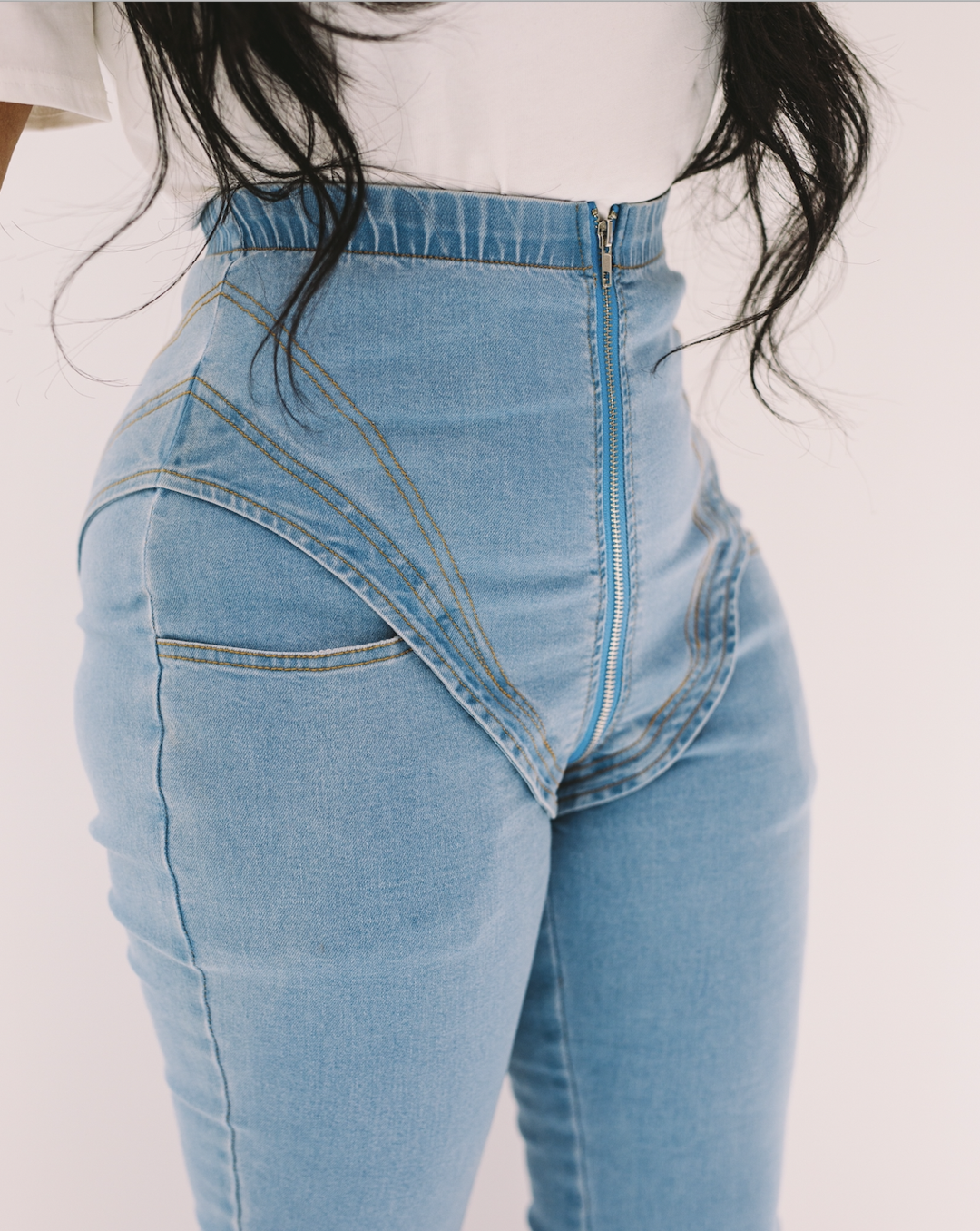Sexy fashion elastic high waist jeans