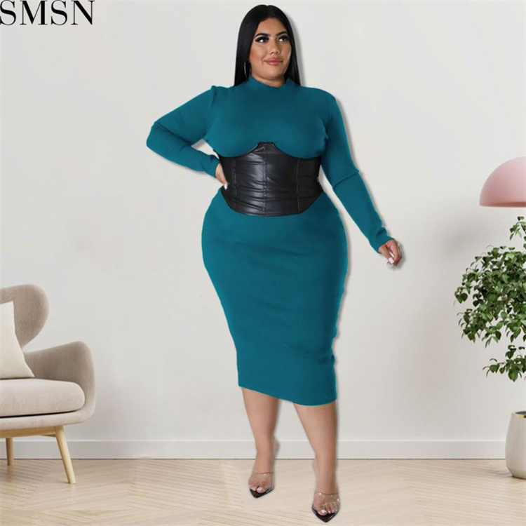Plus Size Dress large size fall women clothing wholesale supply zipper hit leather one step dress