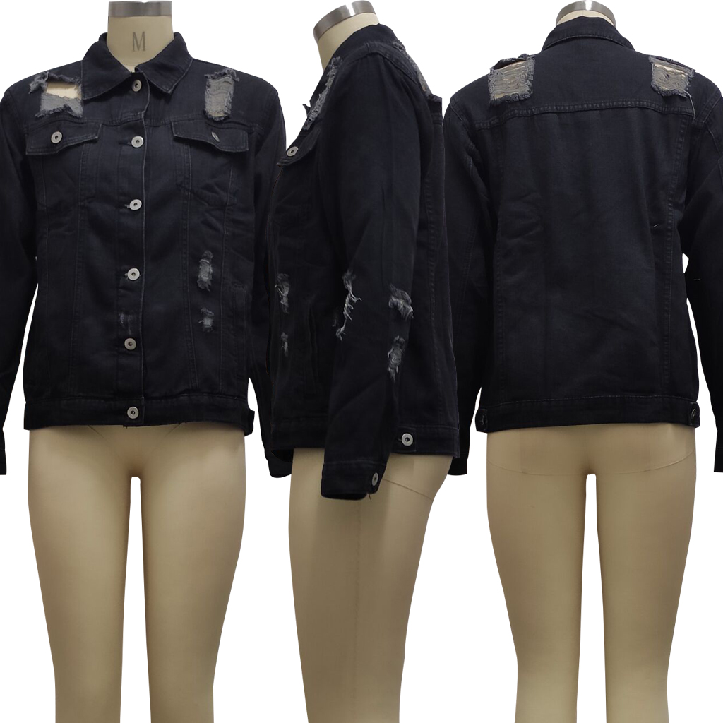 Washed women's slim denim jacket