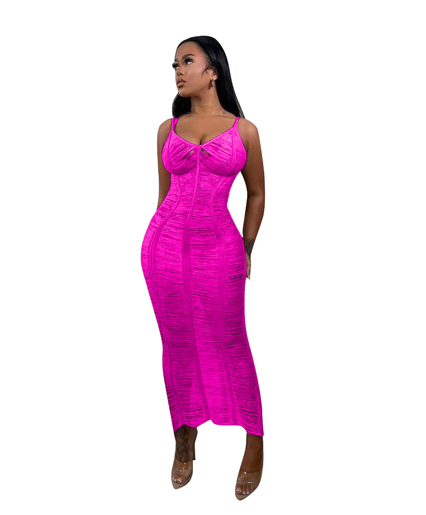 Women'S Casual Knitted Hollow Out Strap Beach Dress