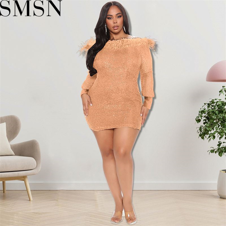 Plus Size Dress European and American plus size women clothes autumn new long sleeve special piece dress