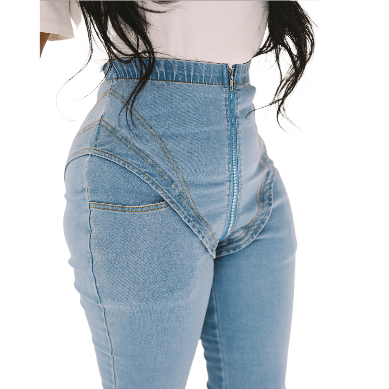 Sexy fashion elastic high waist jeans