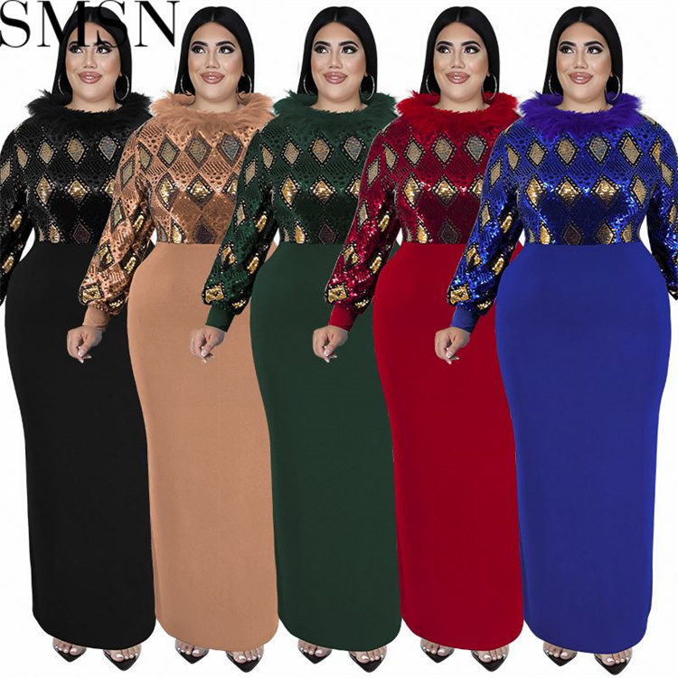 Plus Size Dress wholesale supply long sleeve front beaded dress