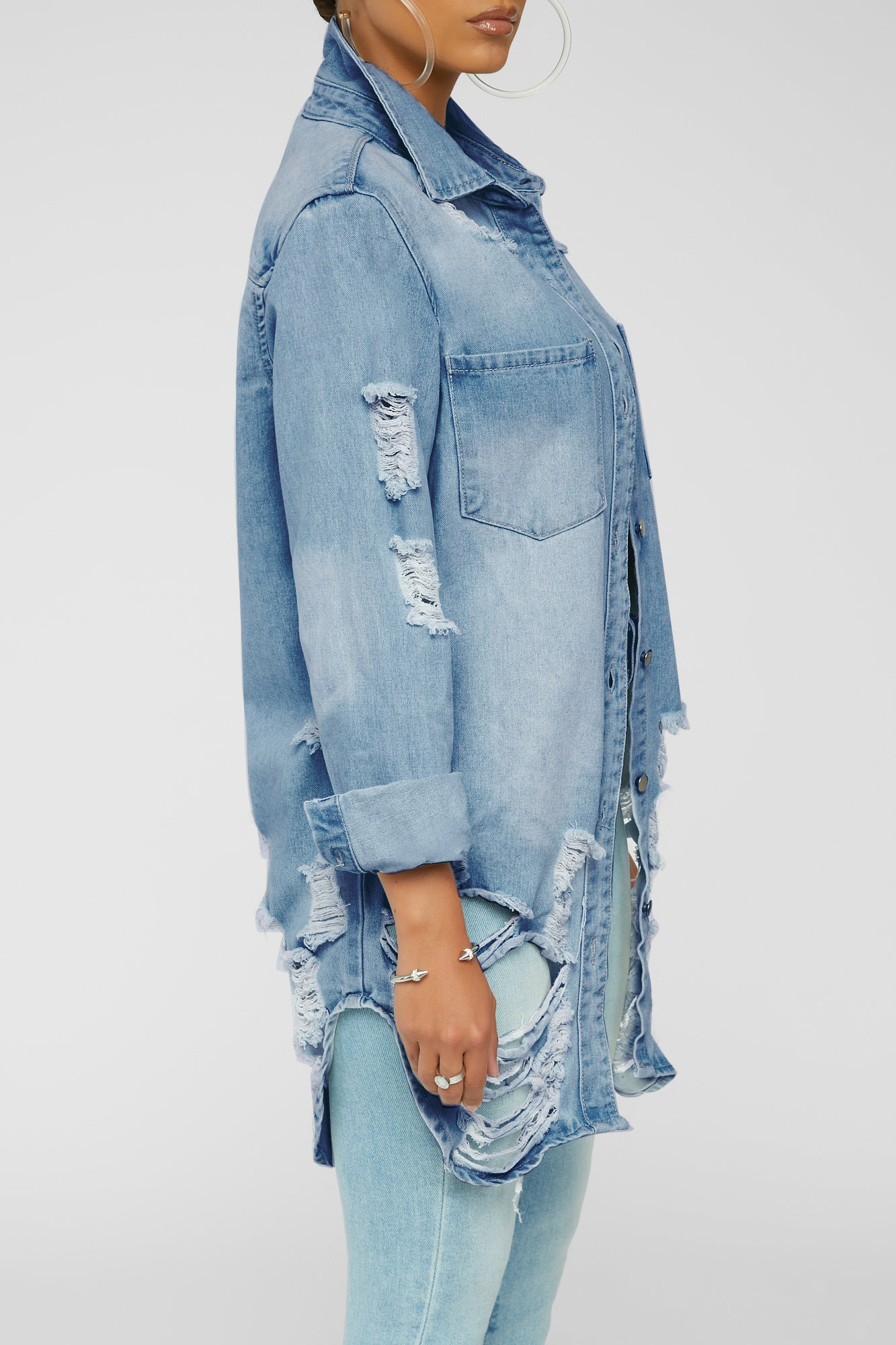 Sexy thin denim coat Long Sleeve Dress