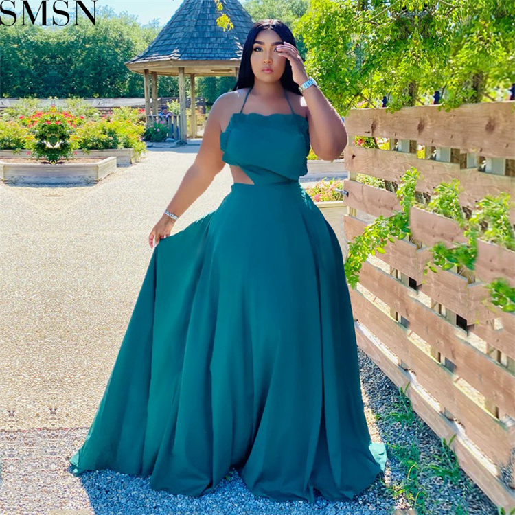 Plus Size Dress Sexy halter strap style dress patchwork dress