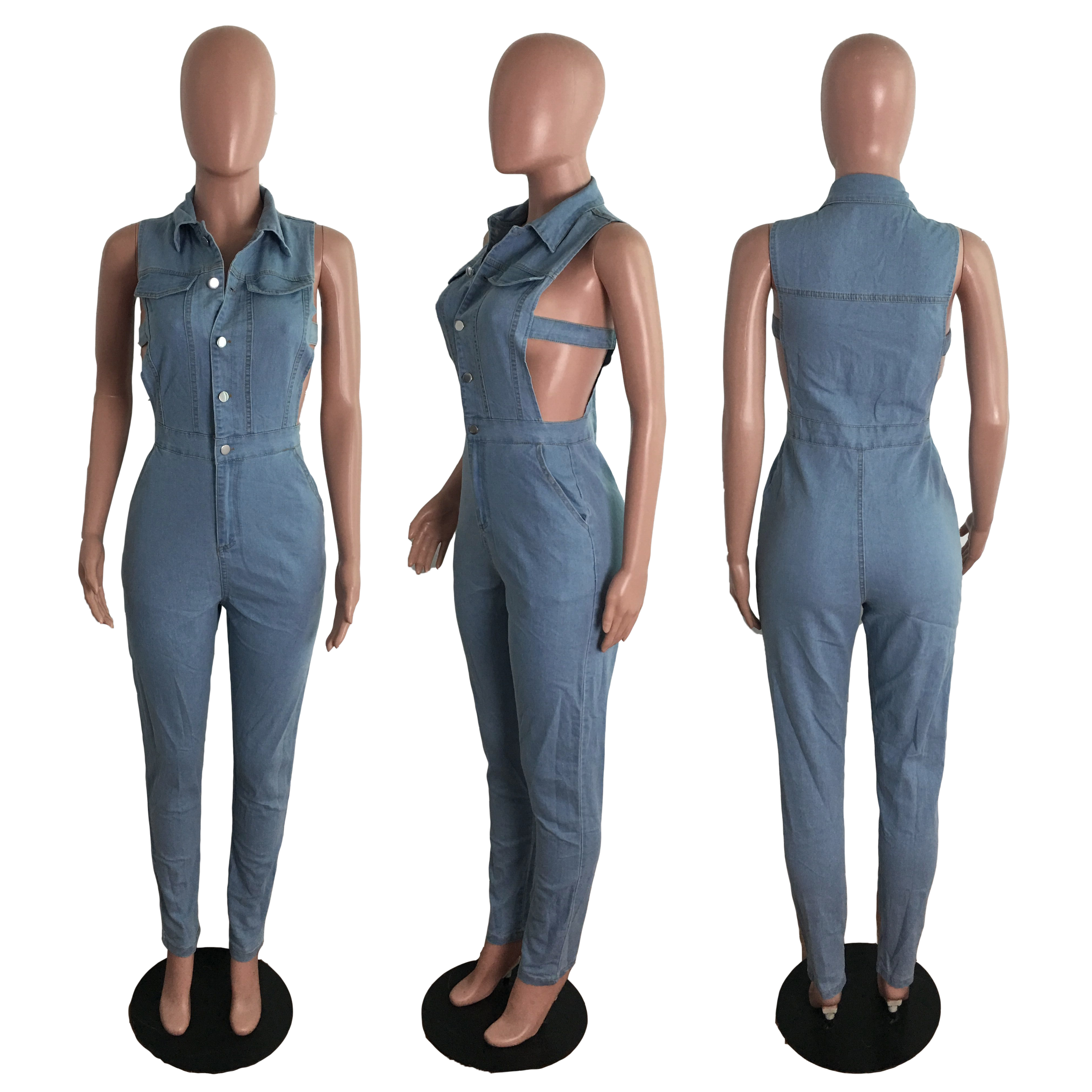 Fashion denim slim Jumpsuit