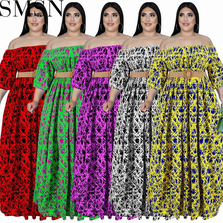 Plus Size Dress 2022 fall long sleeve dress large swing dress Amazon belted