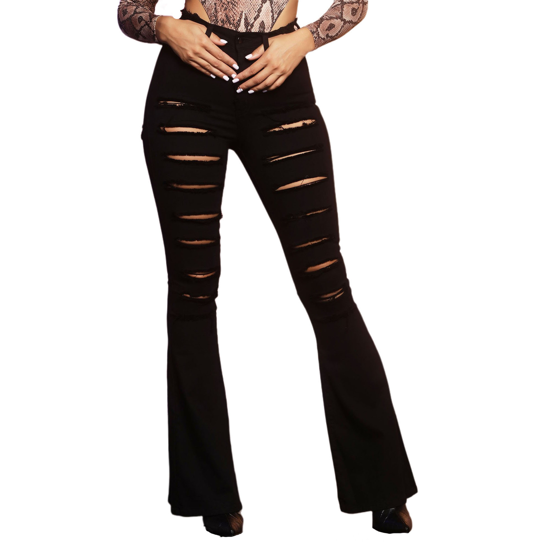 Fashion high waisted flared pants