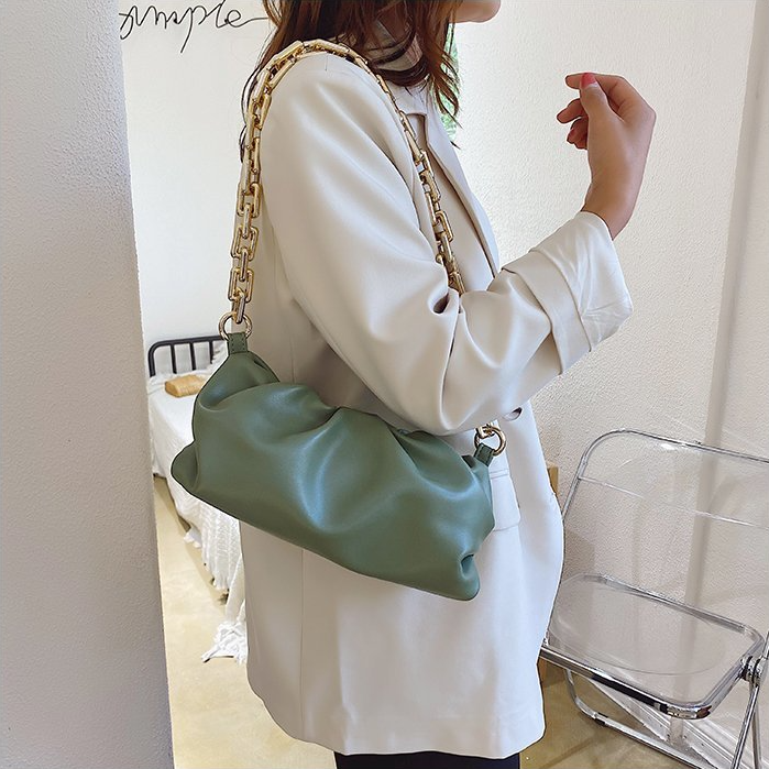 SWDF Day Clutch Thick Gold Chains dumpling Clip Purse Bag