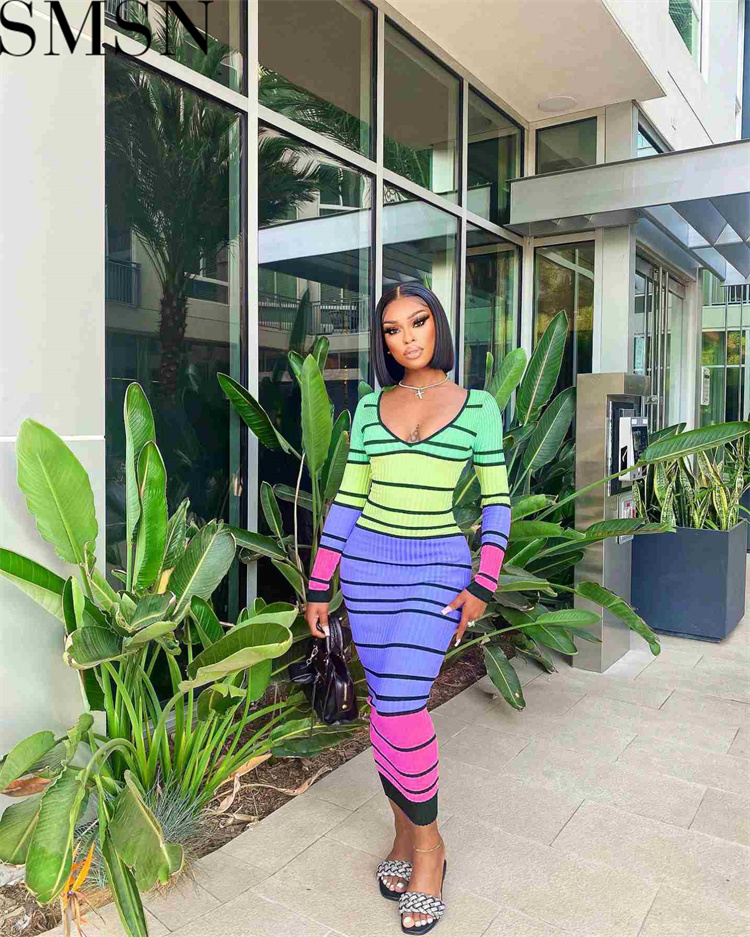 Plus Size Dress European and American sexy V neck slim autumn and winter dress