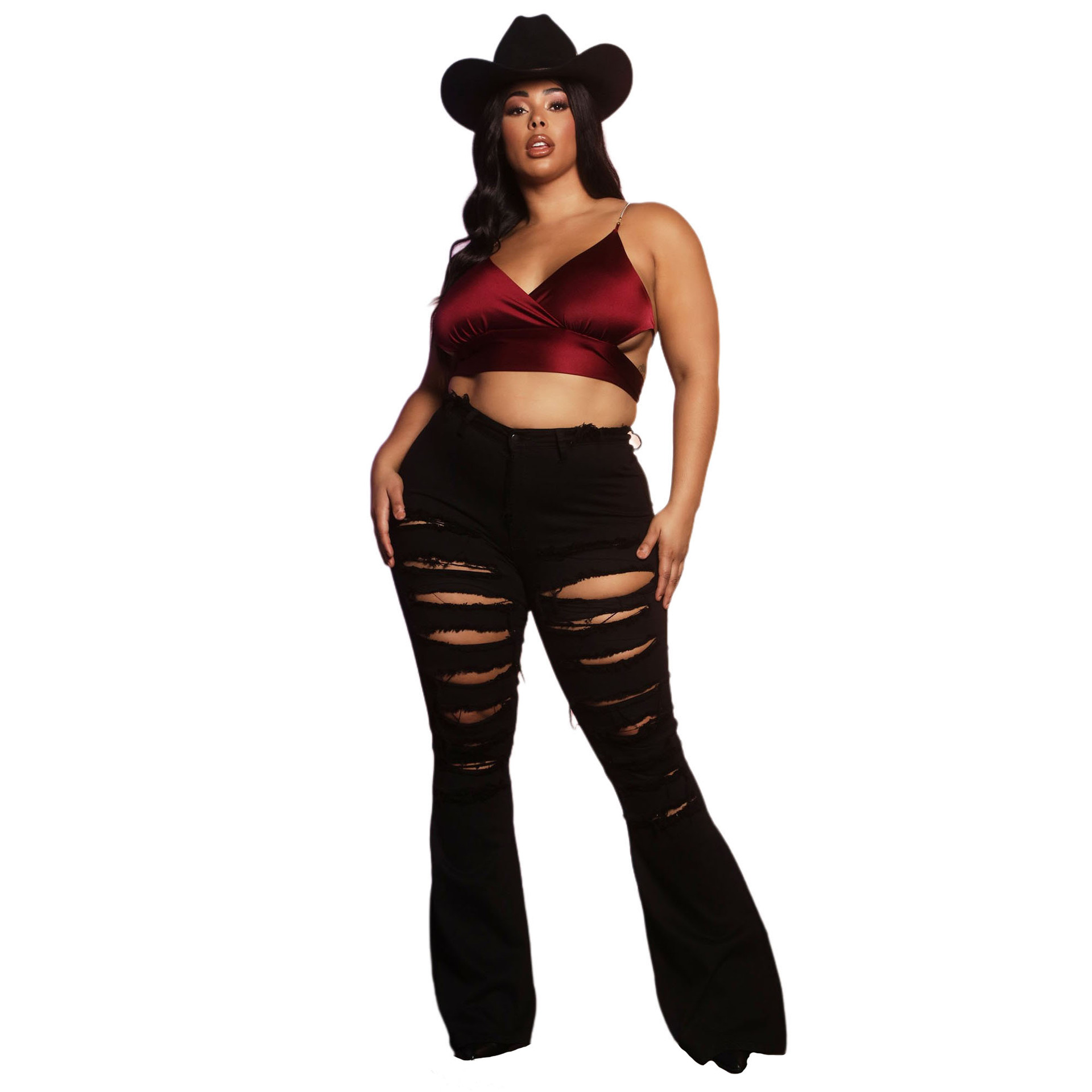 Fashion high waisted flared pants