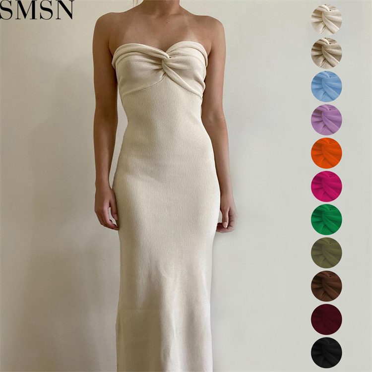 Casual Dress 2022 spring popular style knitted cross off shoulder fashion sexy woolen dress