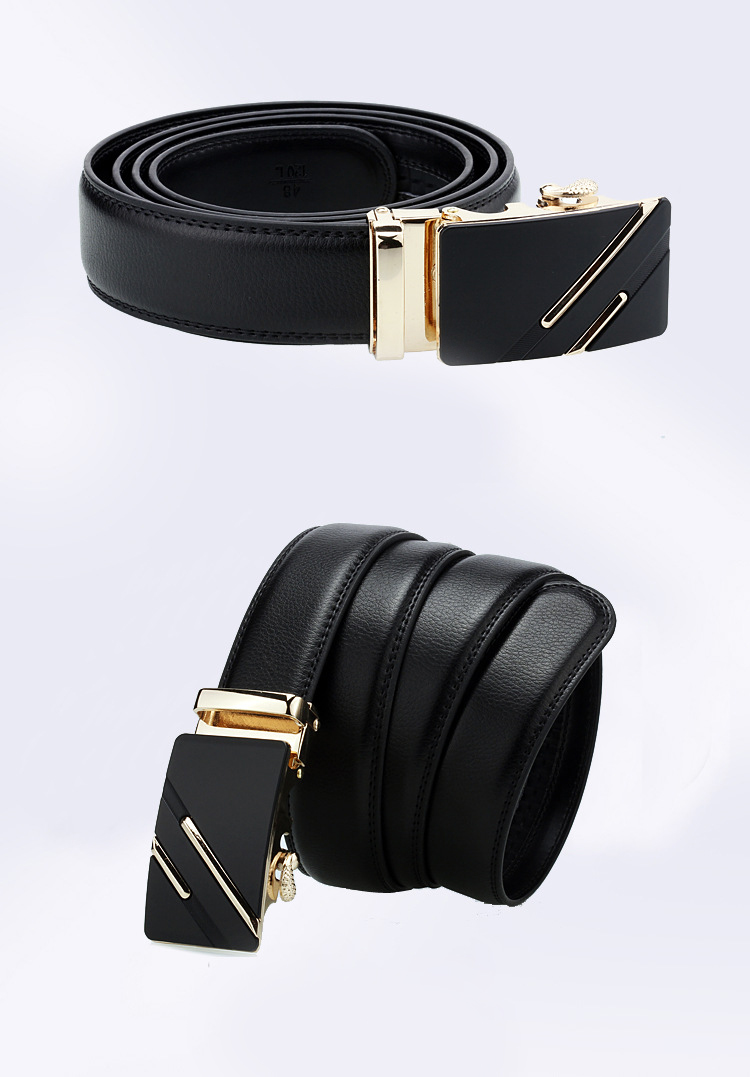 Women Men Belt 3.3cm Cowhide Leather Buckle Belt Unisex