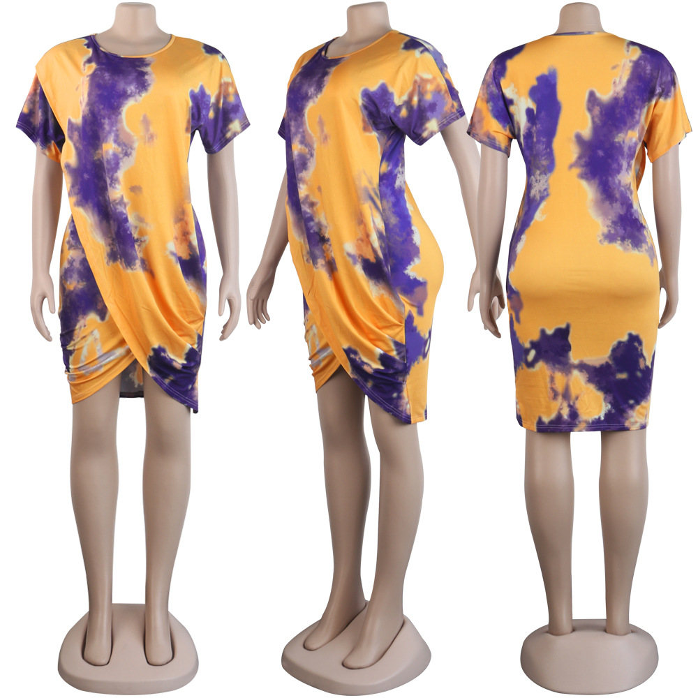 Round Neck Short Sleeved Irregular Club Dress