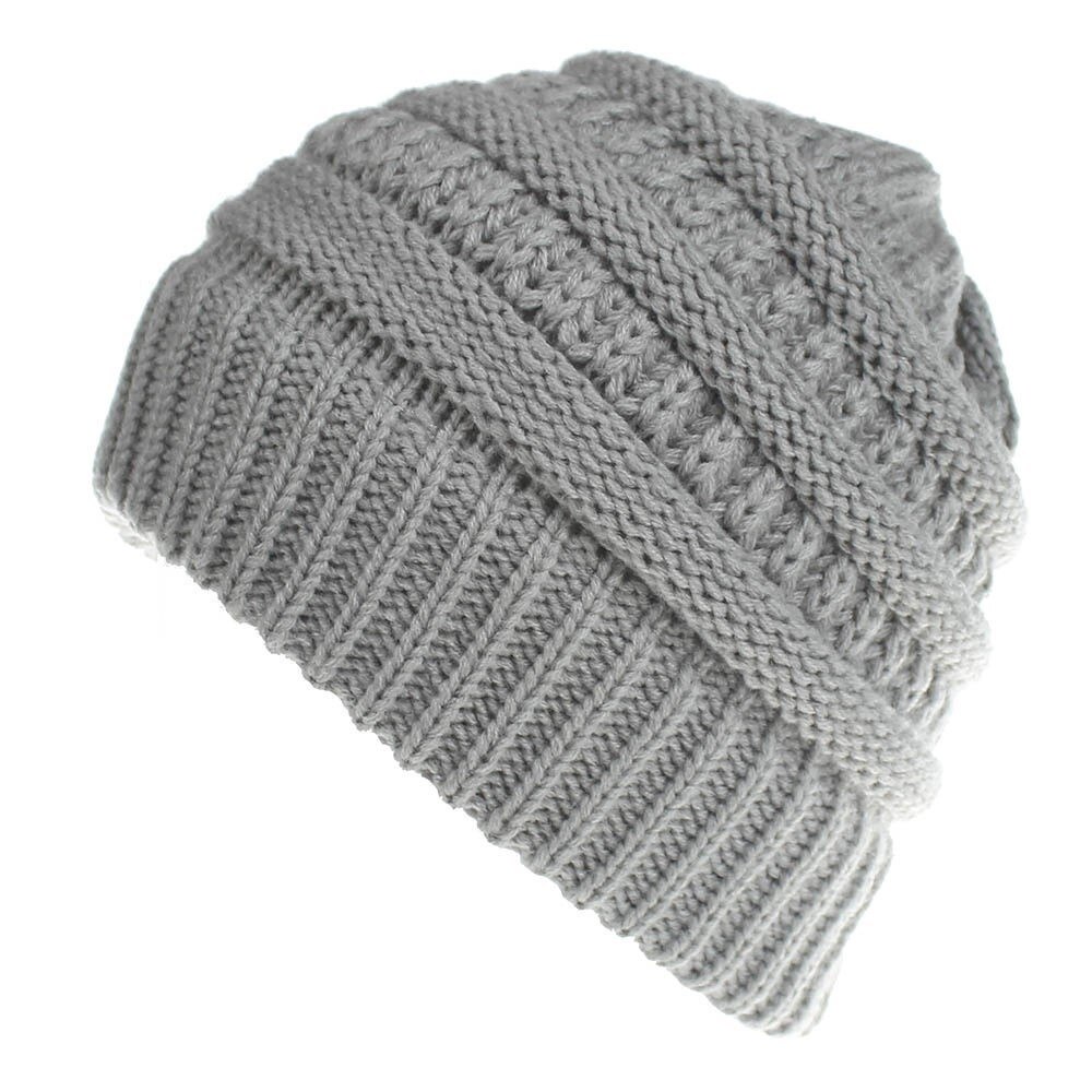 Men Women Beanie Hat Winter Wool Knitted Baggy Pull On Soft Caps