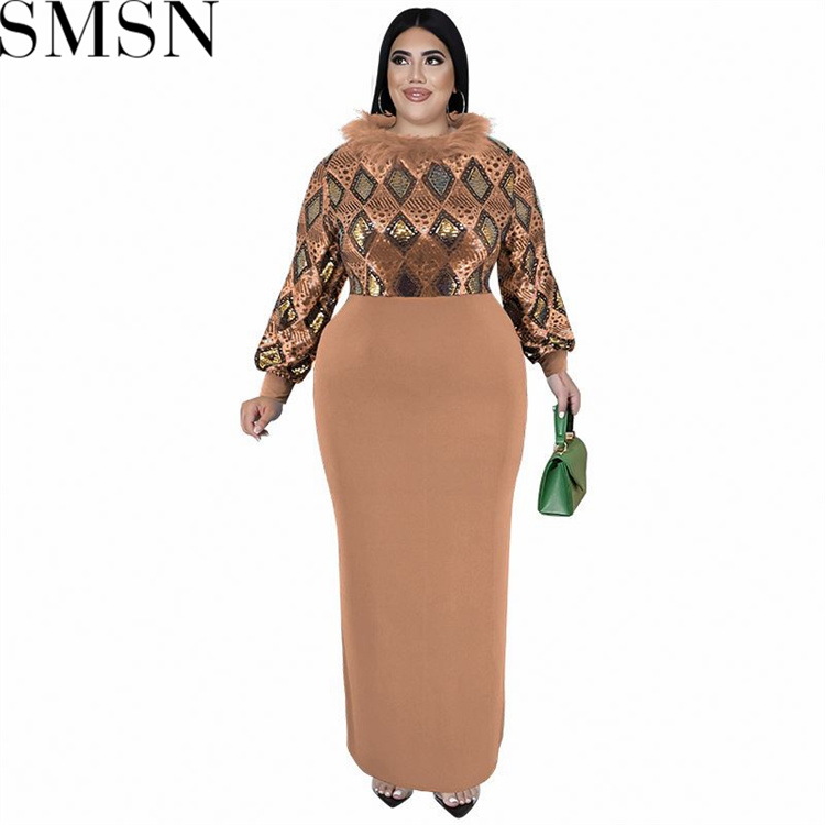 Plus Size Dress wholesale supply long sleeve front beaded dress