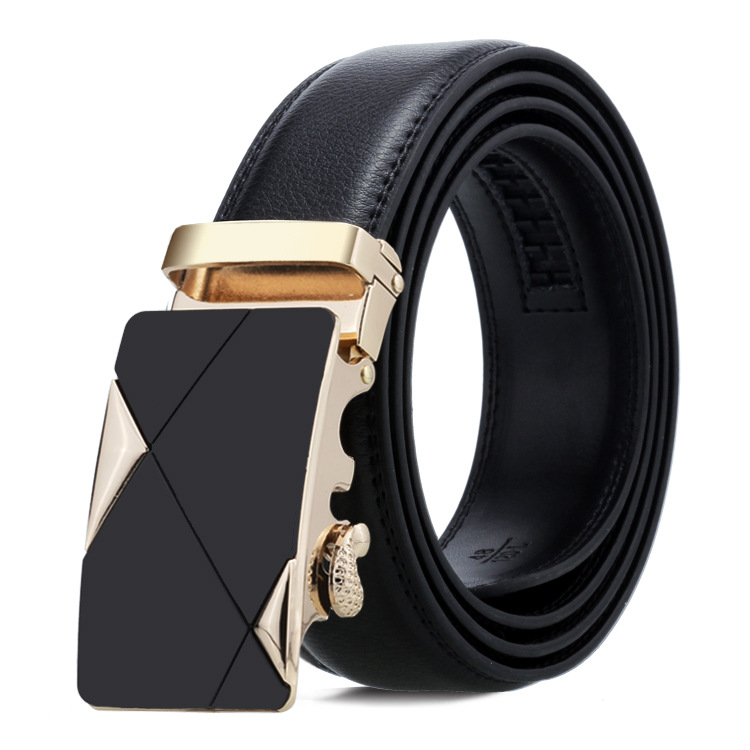 Women Men Belt 3.3cm Cowhide Leather Buckle Belt Unisex