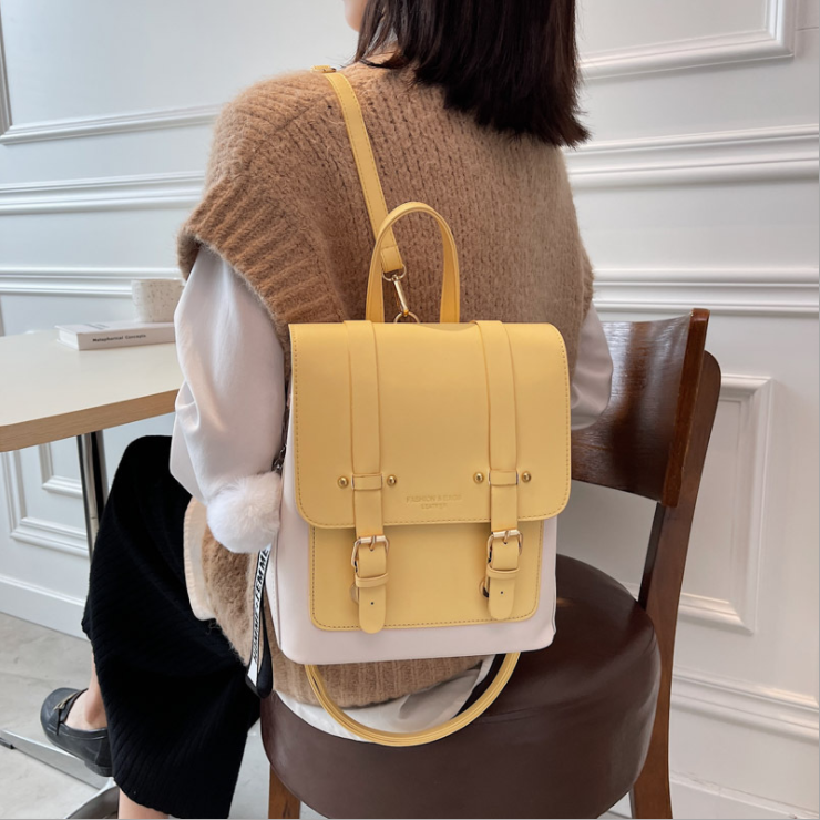 2021 European And American Fashion New Leather Solid Color Backpack