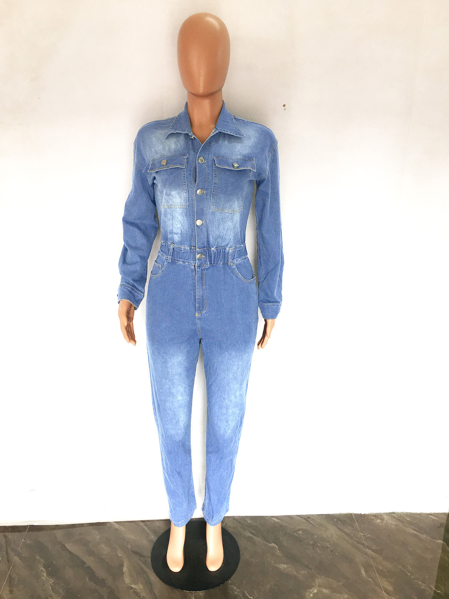 Small toe washing jeans jumpsuit