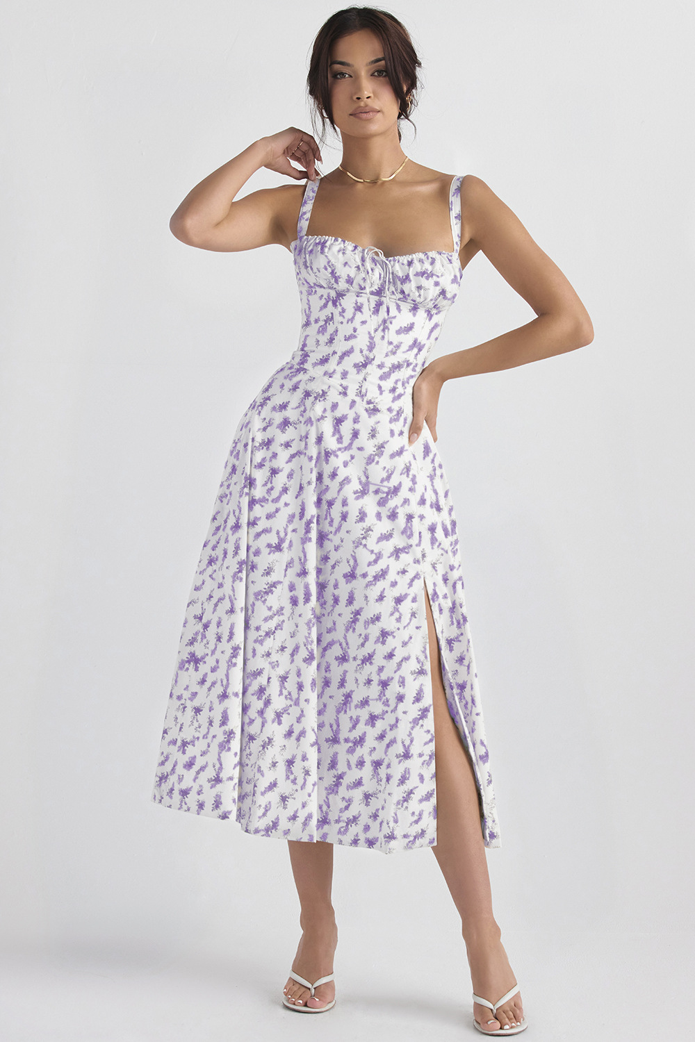 Elegant Floral Print Large Swing Dress