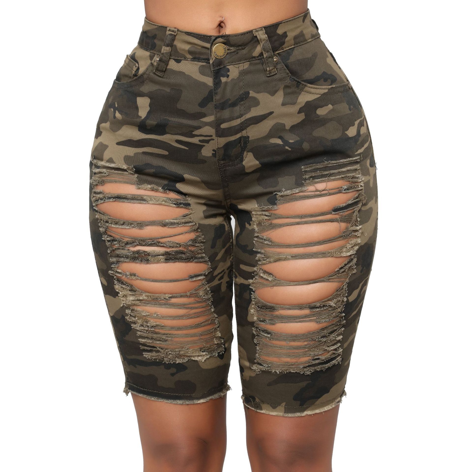 Fashion hand worn high waist jeans