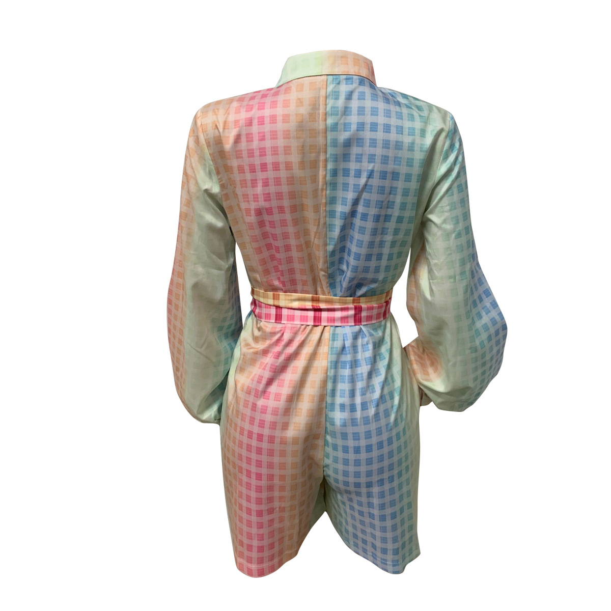 Sexy printed lantern sleeve jumpsuit shorts