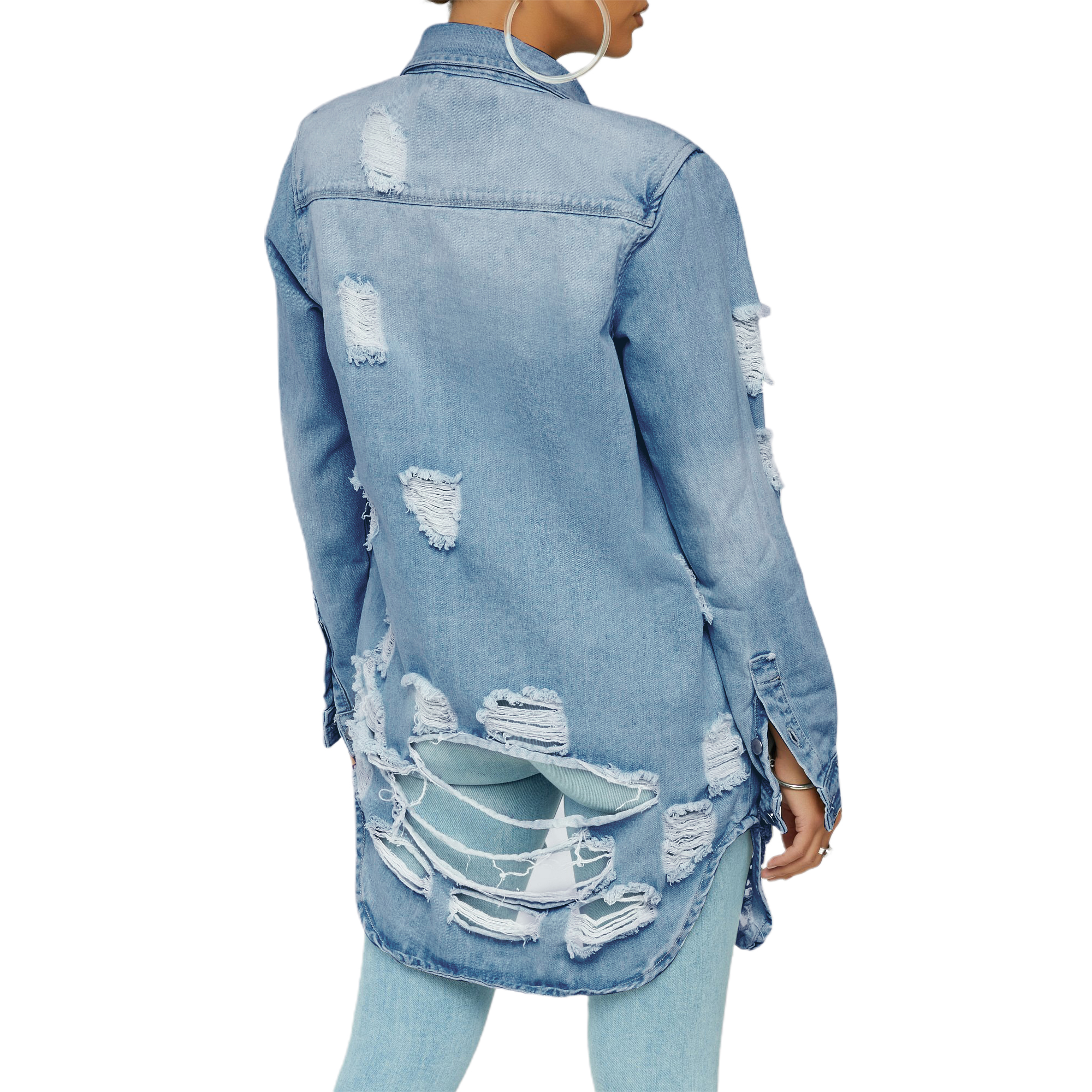 Sexy thin denim coat Long Sleeve Dress