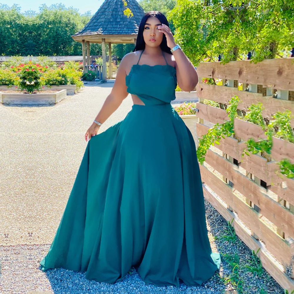 Plus Size Dress Sexy halter strap style dress patchwork dress