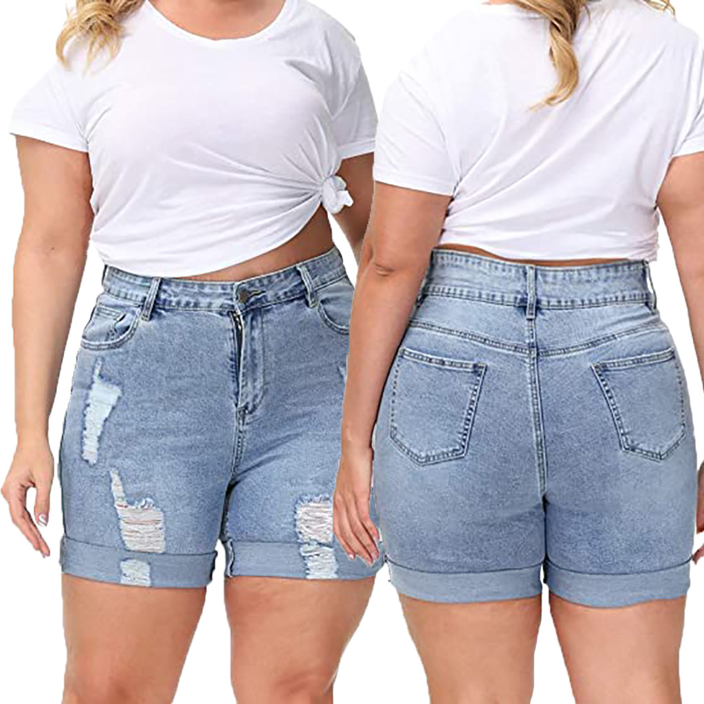 Fashion hand worn denim straight pants