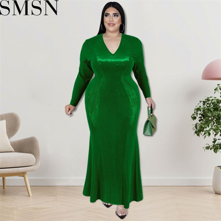 Plus Size Dress Wholesale Supply Long Sleeve Beaded Dress