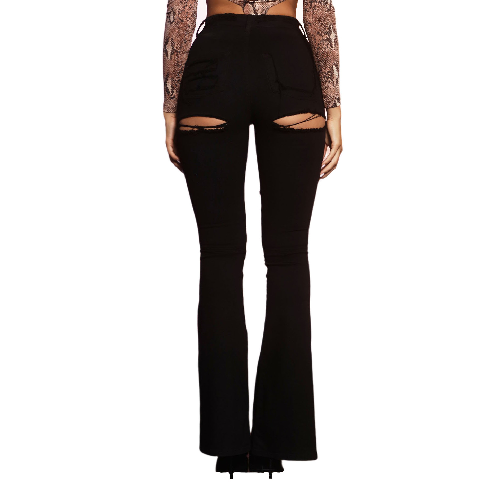 Fashion high waisted flared pants