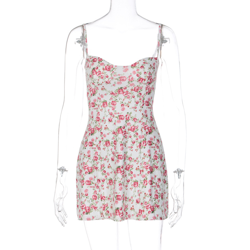Milk Silk short Small floral strap dress
