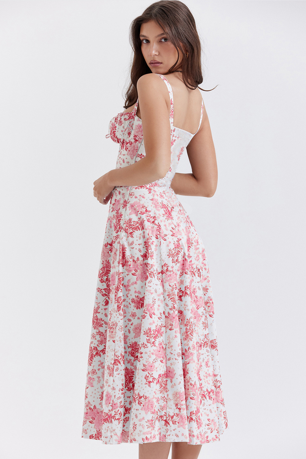 Elegant Floral Print Large Swing Dress