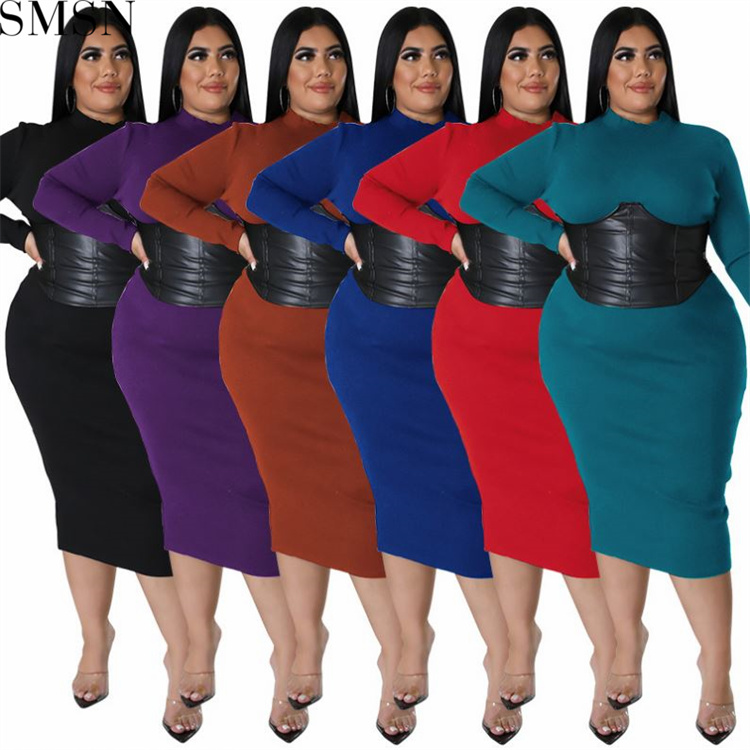 Plus Size Dress large size fall women clothing wholesale supply zipper hit leather one step dress