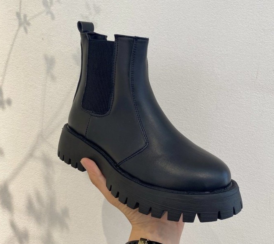 Women Boots Platform Chelsea Chunky Tread Sole Combat Martin Mid-calf Boots 35-40