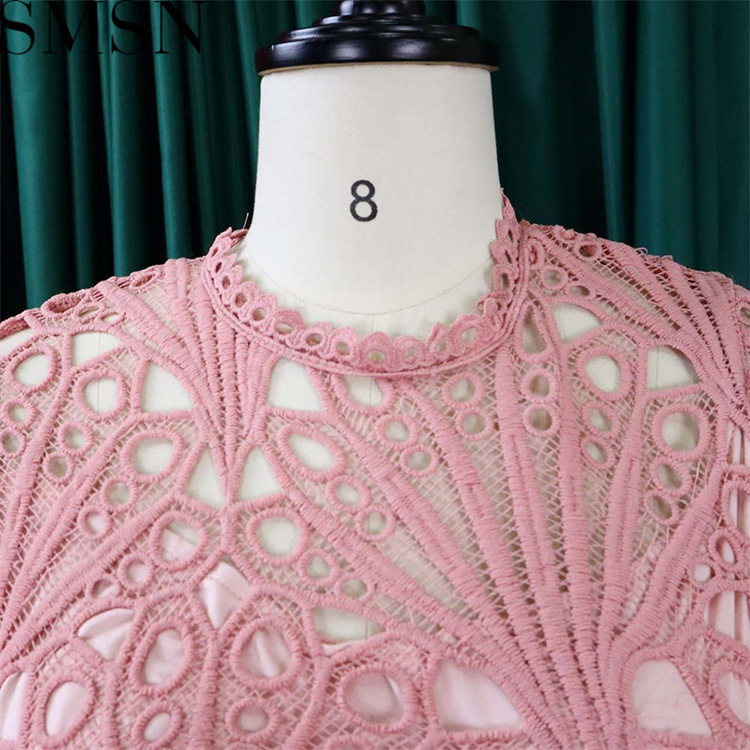 Plus Size Dress Puff Sleeve Lace Party Wear Belt Plus Size Autumn Women Pleated Dress