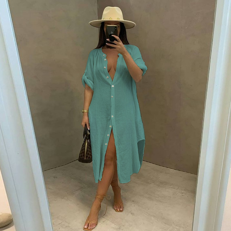 Summer Hoodie Sexy Bamboo Knot Lining Casual Beach Dress