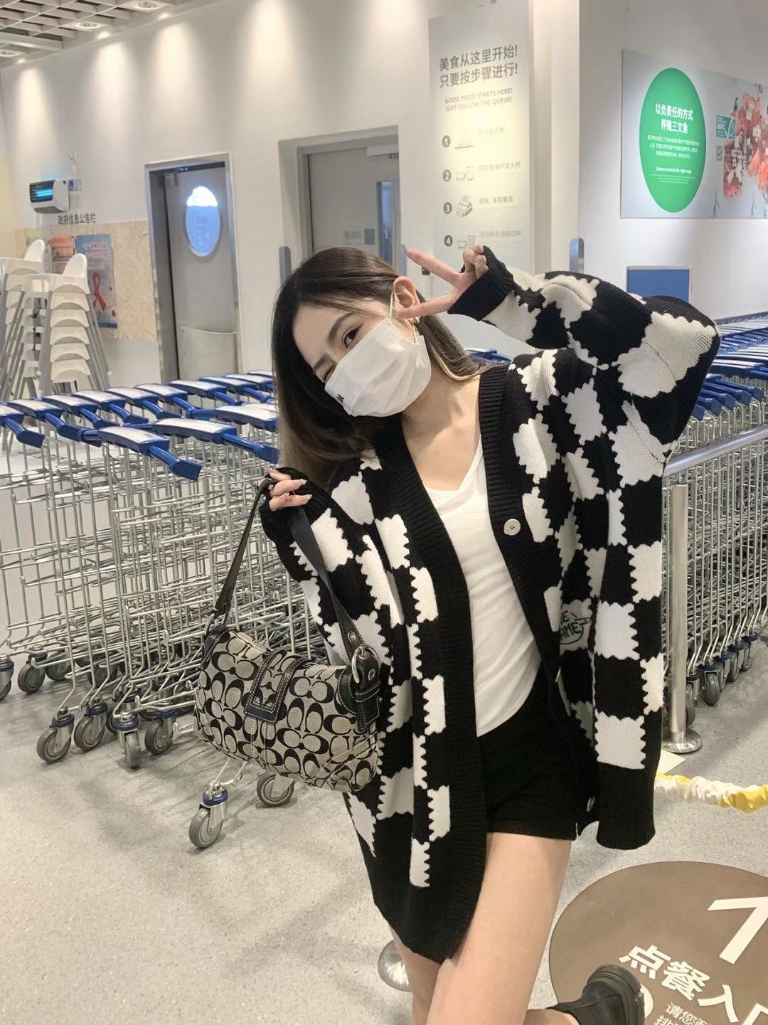 2021 Autumn Winter Warm Plaid Knitted Cardigan Sweater