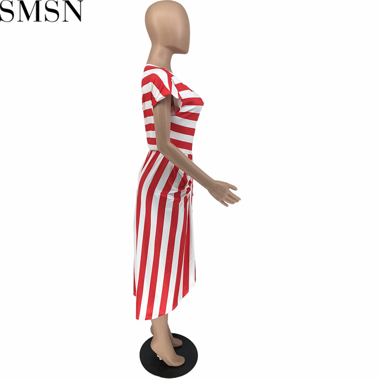 Plus Size Dress Europe and America women clothing off shoulder striped fashion slim dress