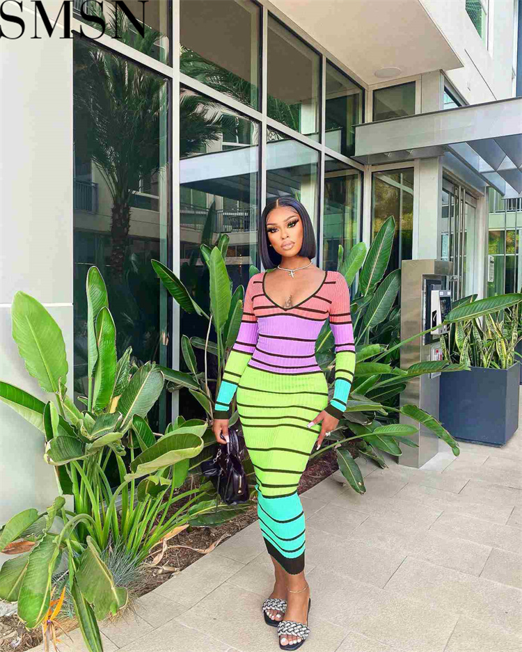 Plus Size Dress European and American sexy V neck slim autumn and winter dress