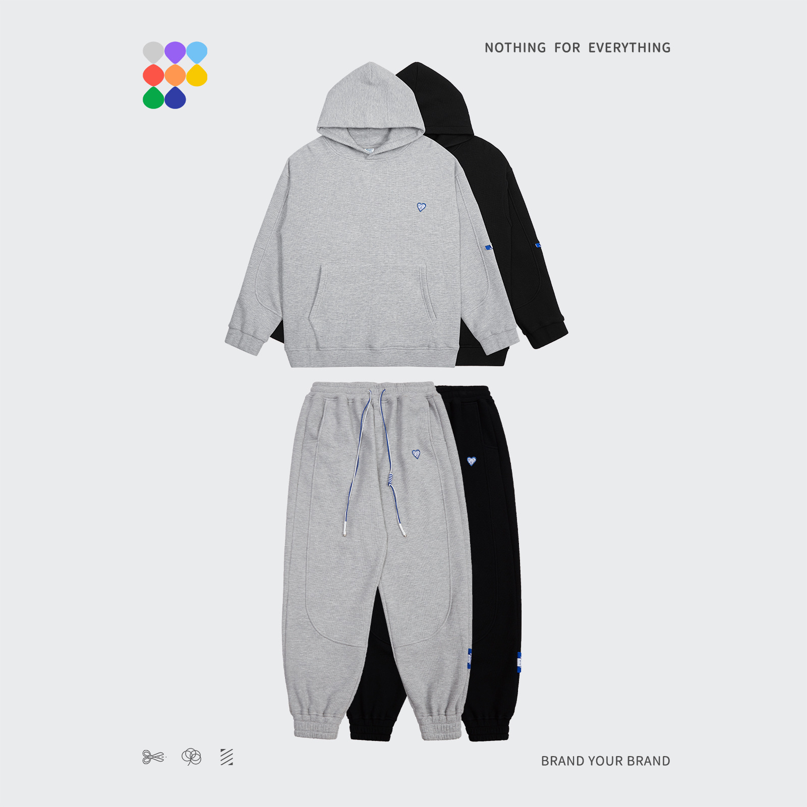 Women Men Two Piece Tracksuit Suit Hoodie Hooded Sweatshirt Pant Set Sweatwear