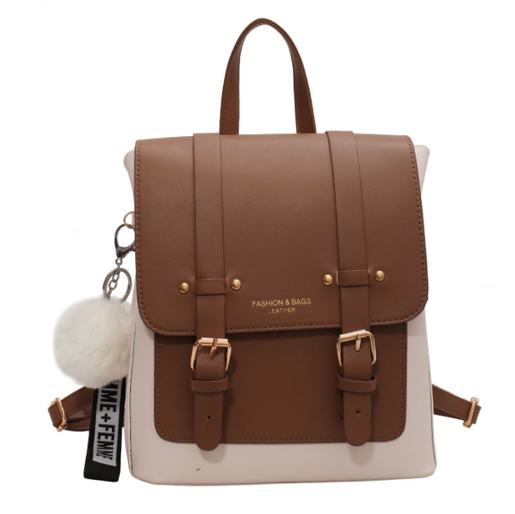 2021 European And American Fashion New Leather Solid Color Backpack