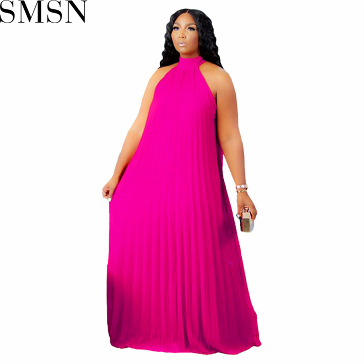 Casual Dress large size fashion pleated loose temperament sleeveless dress for women