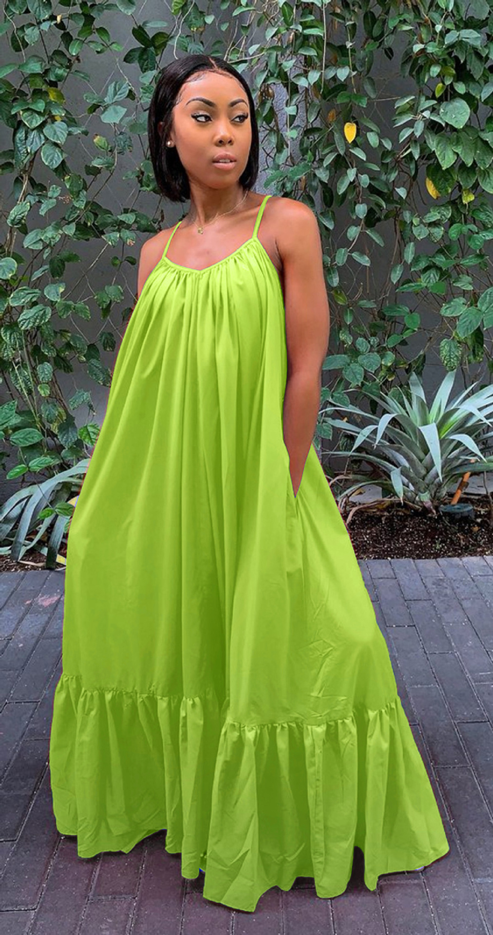 Sexy Slingless Sleeveless Solid Color Long Swing Dress