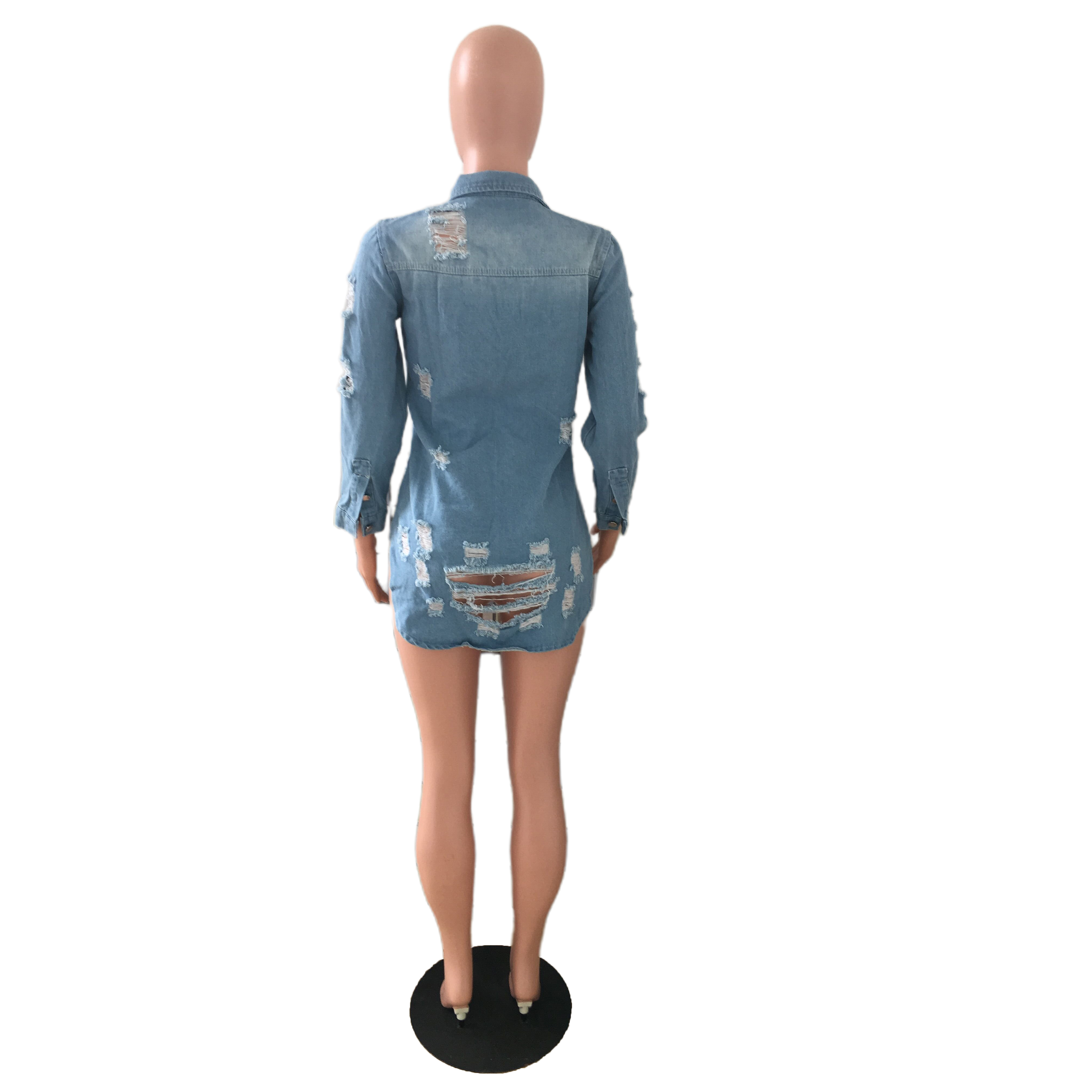 Sexy thin denim coat Long Sleeve Dress