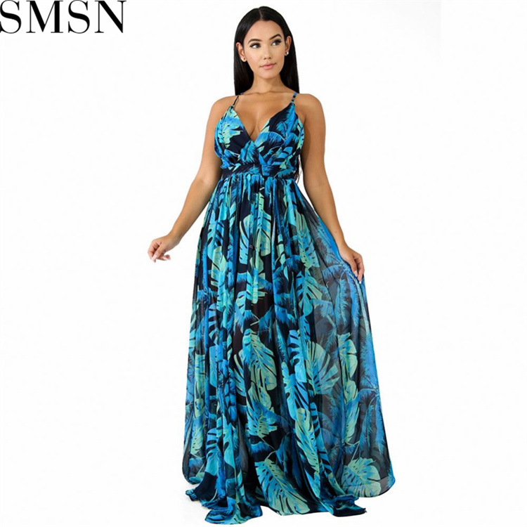 Plus Size Dress Amazon Ebay popular European and American deep V neck backless chiffon dress