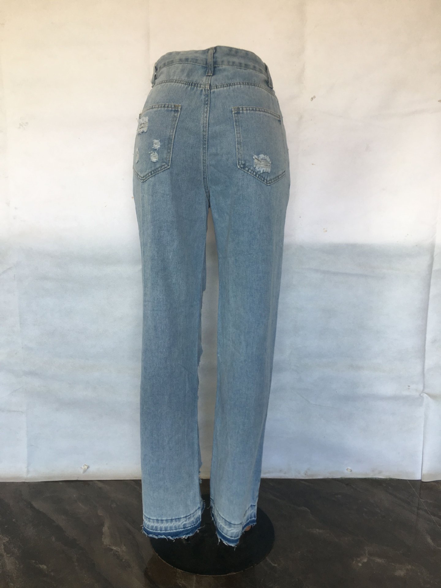 Sexy Oversized Micro Stretch Perforated Micro Flare Jeans