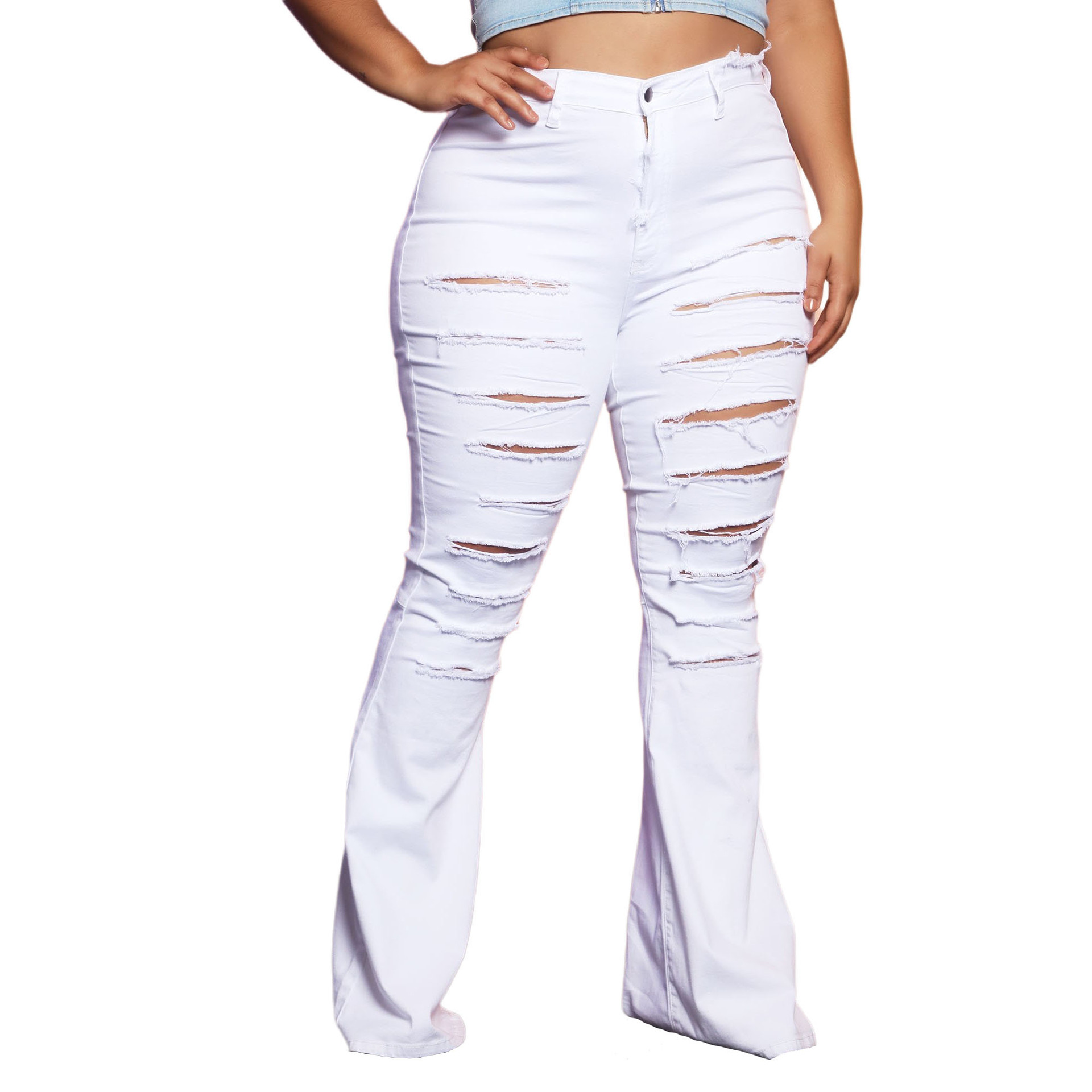 Fashion high waisted flared pants