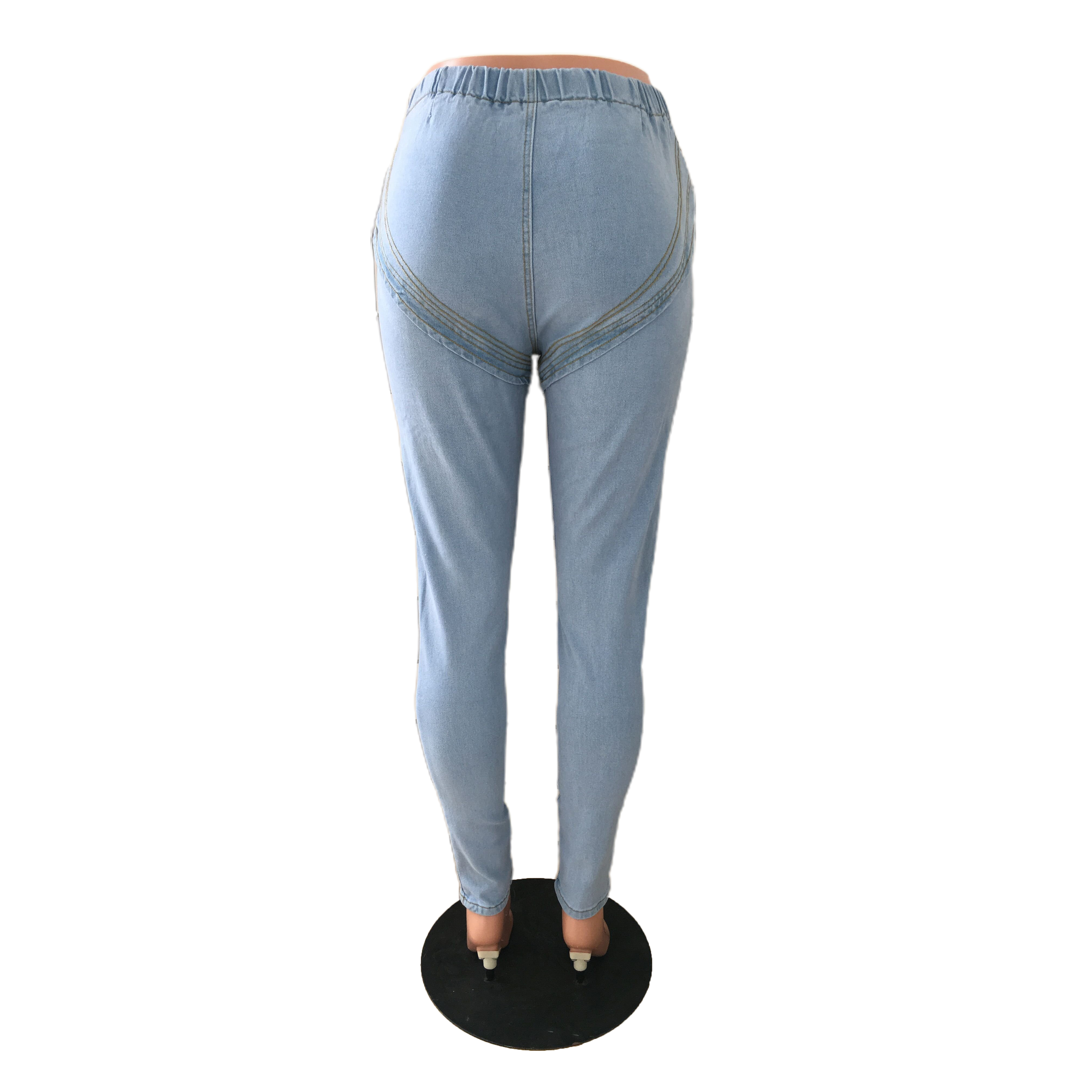 Sexy fashion elastic high waist jeans