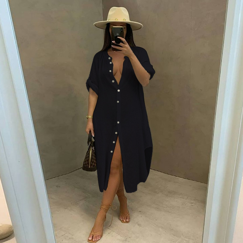 Summer Hoodie Sexy Bamboo Knot Lining Casual Beach Dress